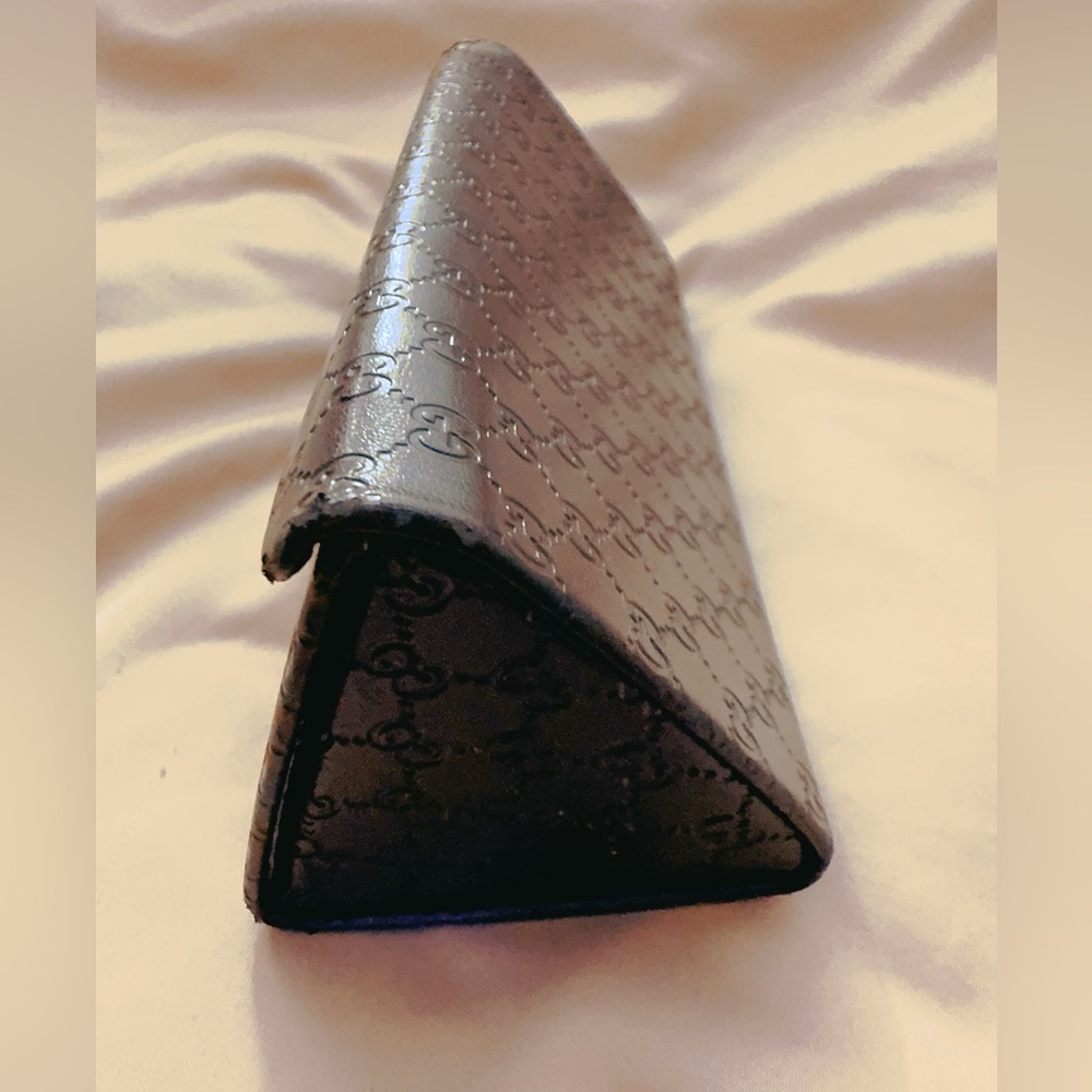 Gucci Triangular Prism Tri Fold Brown Leather Sun… - image 6